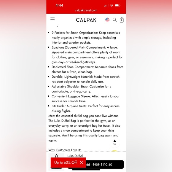 DO NOT PURCHASE, NOT AVAILABLE Calpak Matte Black Luka Travel Duffel Bag - Picture 13 of 14